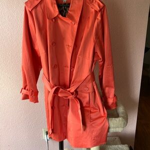 Women's Double-Breasted Trench Coat - Orange